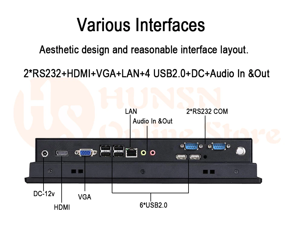 12 дюймов IP65 промышленная сенсорная панель PC, 10 баллов емкостный TS, все в одном компьютере, Windows 7/10, Linux, Intel Core I7, [HUNSN WD13]