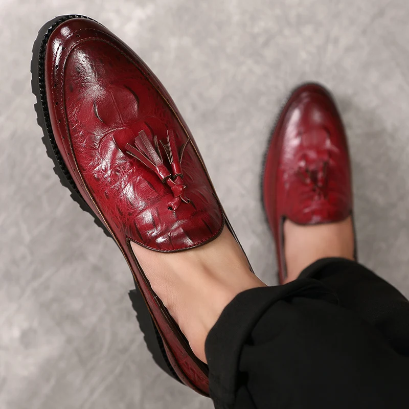 men fashion shoes leather luxury brand italian formal tassel dress footwear designer snake skin platform oxford shoes for men (61)