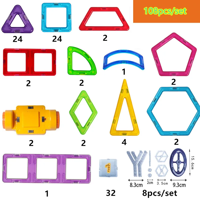 Новинка, Мини Магнитный конструктор, дизайнерская модель, строительные блоки, строительные наборы, детские развивающие игрушки, DIY Кирпичи - Цвет: 108 pcs