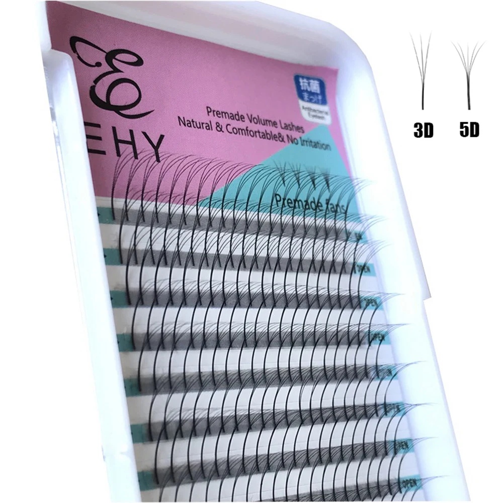 

16 Rows Russia Premade Volume Fans 3D 5D Mink Long Stem Eyelashes Extension 0.07 C Curls Natural Long Handmade Eye Lash