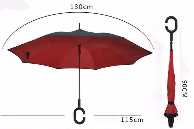 Креативный зонтик с перевернутой ручкой, анти-ветер, волокно, кость, двойной слой ткани, солнцезащитный козырек, Ультрафиолетовый зонтик
