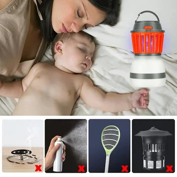 

Camping Lantern 2in1 Solar Powered Mosquito Killer Lamp Bug Zapper Trap Portable USB Anti Mosquito Moth Electric Fly UV Light