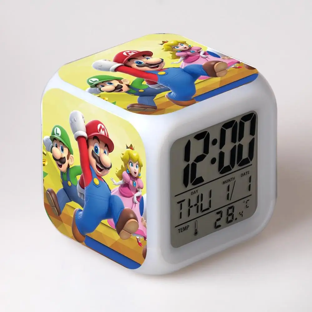 Мультфильм игра Супер Марио Bros будильники, очень милые Супер Марио будильники для детей подарок на день рождения Многофункциональный Будильник - Цвет: Прозрачный