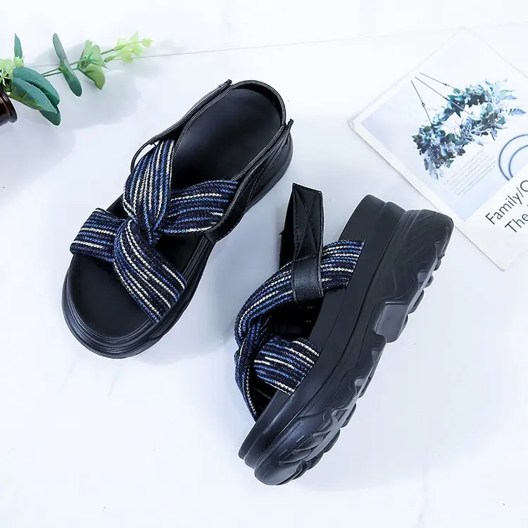 Fujin Босоножки на платформе Летние Женская обувь, новая коллекция на застежке-липучке Босоножки, шлепанцы 2 видов способы ношения повседневные сандалии