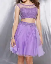 2016 Exquisite Lila Schwarz Navy 2 Stücke Kurze Junioren Homecoming Kleider Sleeveless Perlen Tüll A-line Sexy Prom Cocktailkleid