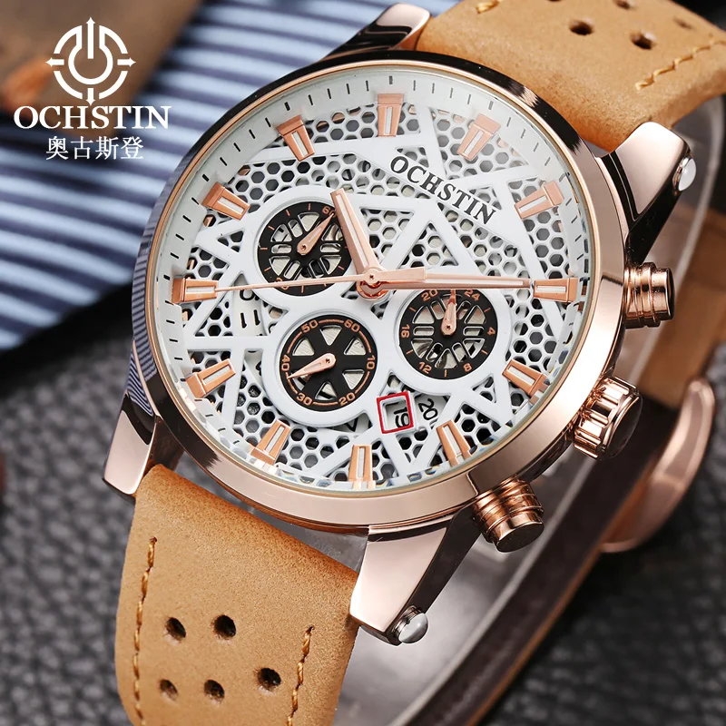 OCHSTIN Luxury Brand For Men Unique Skeleton Sport Watch Clock Wristwatch Quartz Male Bussiness hand Watches Gifts original