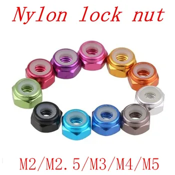 

50pcs aluminum nylon lock nut m2 m3 m4 m5 Anodized Multi-color Colourful Aluminum Alloy Nylon Lock Nut