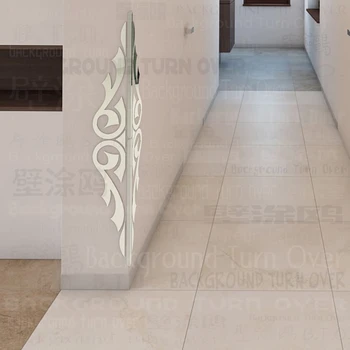 

Streamline Double Wing Pattern Decorative Corner Protectors 3d Mirror Wall Stickers edge corner guards Livingroom Mural C029