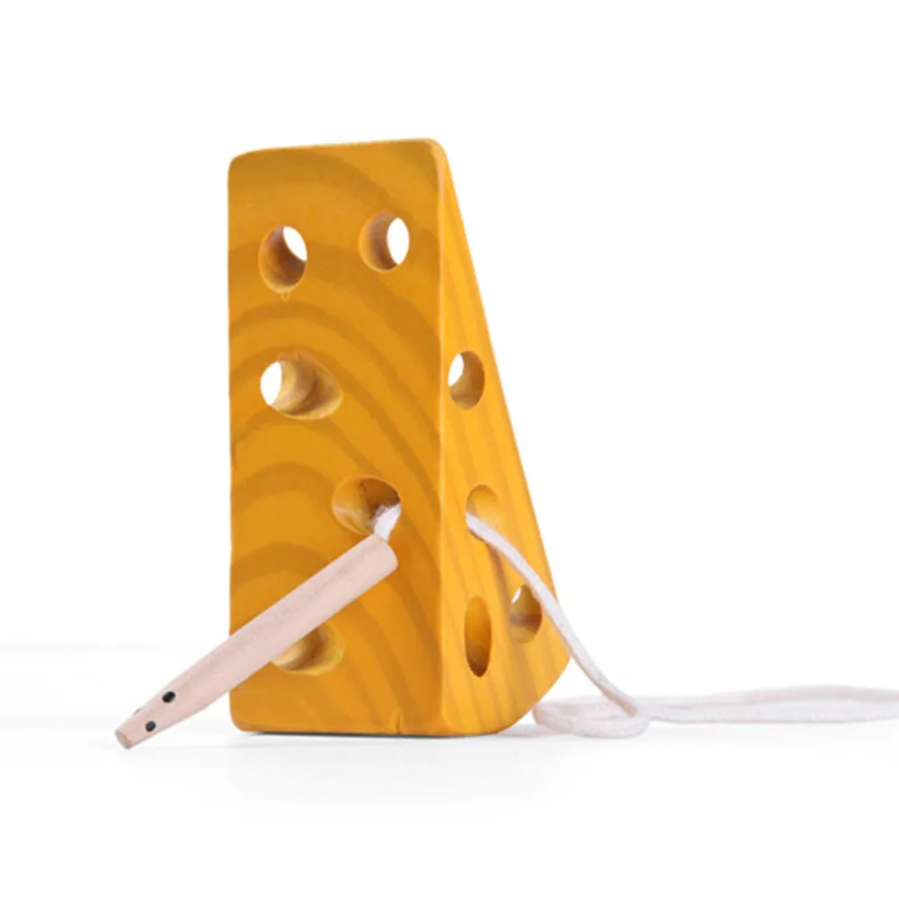 Early Learning Education Toys Wooden Education Baby Mouse Teaching Montessori Mathematics Learning Toy Thread Cheese Plaything