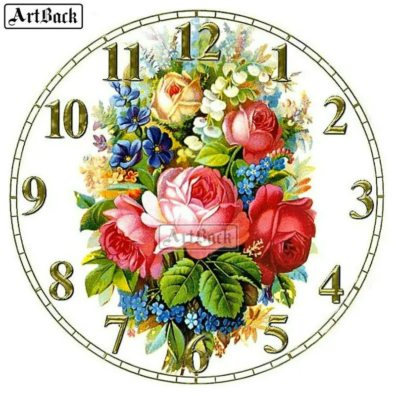Стиль 5d алмазная живопись часы цветы полная квадратная Алмазная мозаика набор 3d круглые Настенные часы Алмазная вышивка - Цвет: CL-103