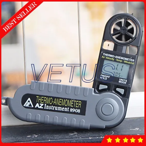 

AZ8908 Pocket Anemometer Mini Air flow meter Wind Speed Meter Digital temperature Meter With wind speed Range 1.1-20m/s