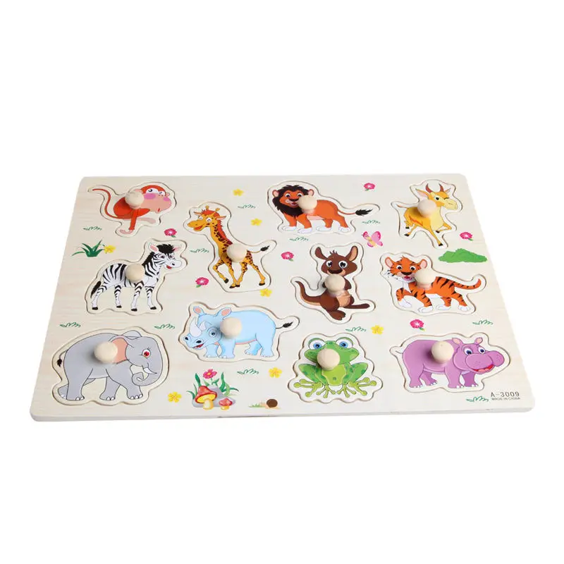 

Baby Children Animal Wooden Attractive Early Learning Hand Puzzle Plate Education Board Game