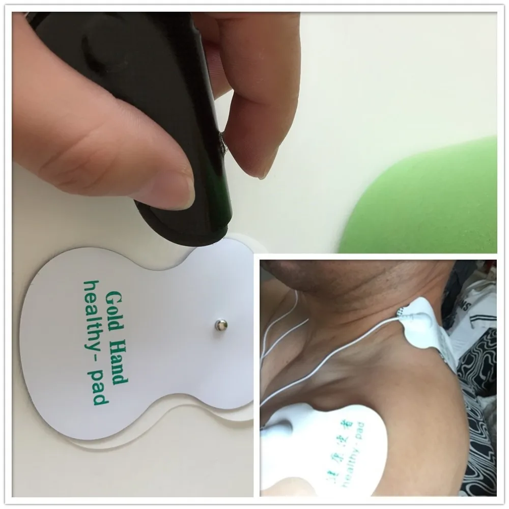 10pcs/lot Gold Hand Electrode Pads For Tens Acupuncture Digital Therapy Machine JR-309 Slimming Electric Body Massager Pads