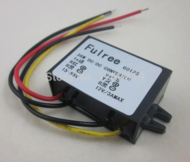 

Waterproof DC48V/36V/24V 15-55V to 12V 3A 36W Converter Step Down Regulator car Auto