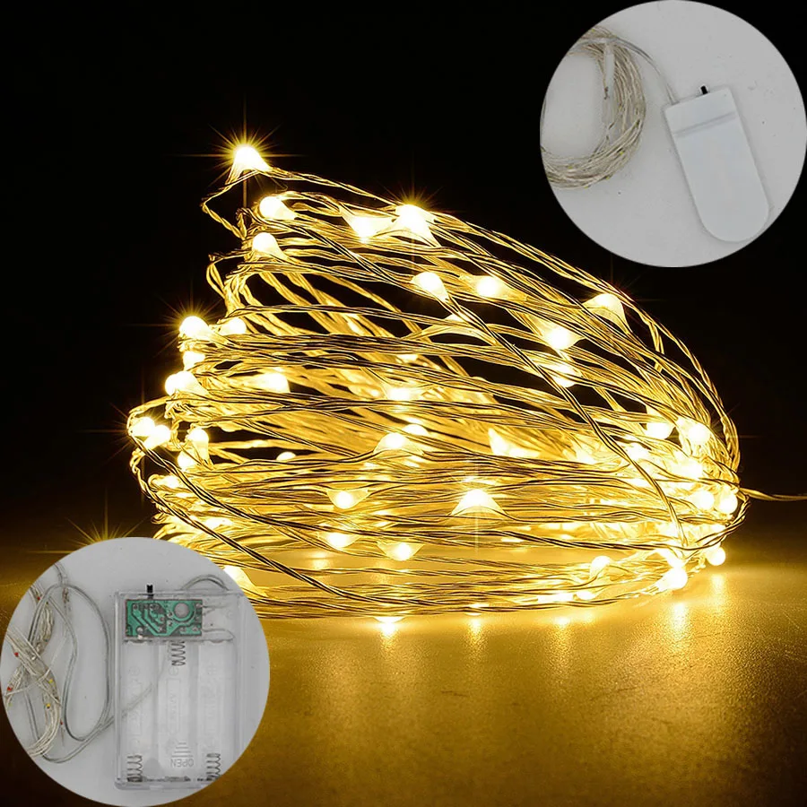 

HANMIAO 2M/3M/5M/10M/100 Led String Lights Copper Wire Battery Powered Festoon Led Light Christmas Wedding Party Fairy Light