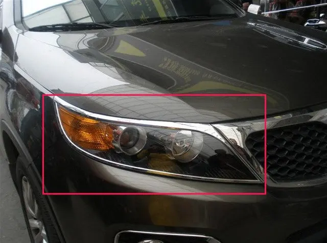 Бесплатная доставка 2009-2012 KIA Sorento ABS Хром Передняя фара Крышка лампы быстро воздух