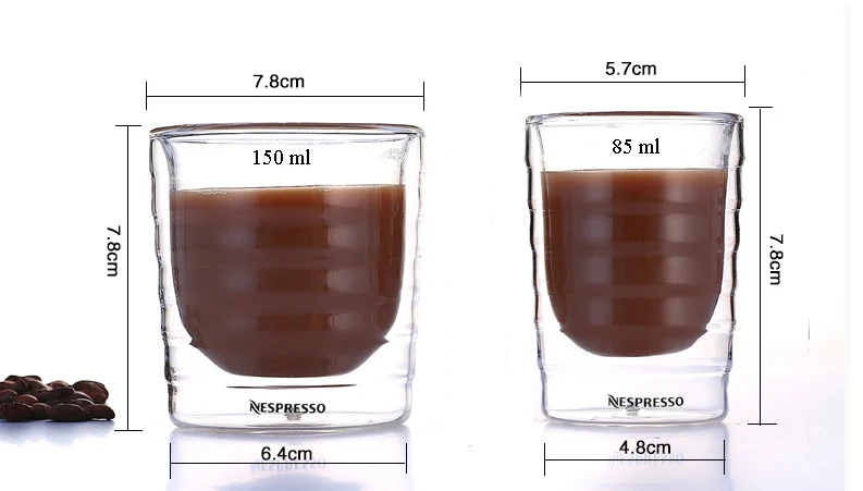 1 шт Nespresso двойная стеклянная кружка для кофе чашка после чая чашка 85 мл 150 мл 350 мл