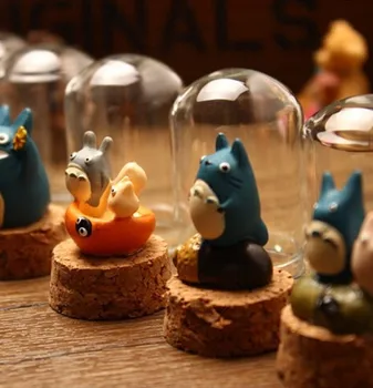 

New arrival! 12pc/lot Totoro Glass Bottle Resin Decoration Totoro Cartoon Doll Toy Kid's Creative Gift Memory of Childhood