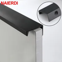 NAIERDI Black Hidden Cabinet Handles Aluminum Alloy Kitchen Cupboard Pulls Drawer Knobs Furniture Handle Bedroom Door Hardware kak fashion black hidden cabinet handles aluminum alloy kitchen cupboard pulls drawer knobs furniture room door handle hardware