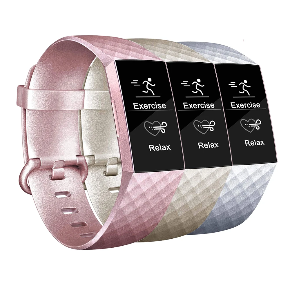 Baaletc Soft Silicone Replacement Band For Fitbit Charge 3 Rose Gold Wristband Strap with Metal Buckle | Электроника