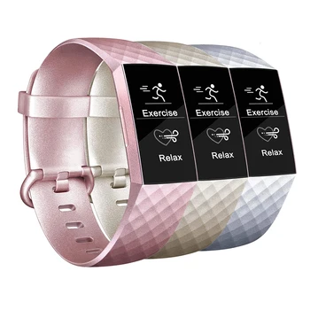 

Baaletc Soft Silicone Replacement Band For Fitbit Charge 3 Rose Gold Wristband Strap with Metal Buckle For Fitbit Charge 3