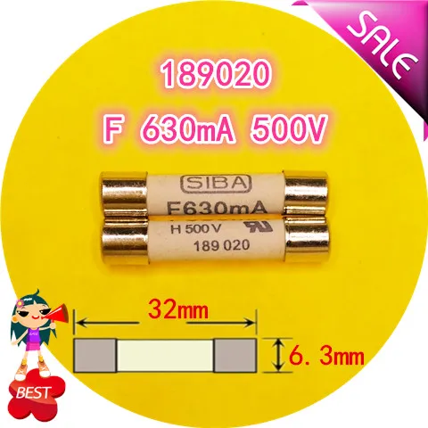 Быстродействующие трубчатые предохранители SIBA F630mA 6x32 мм H500V 189020 7006563|Перемычки| |
