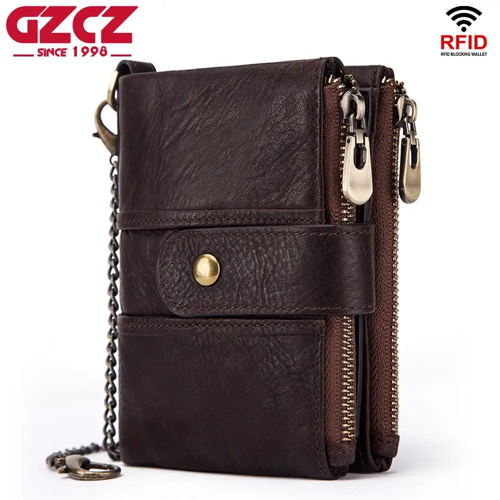 GZCZ,, брендовый мужской кошелек, натуральная кожа, RFID, кошельки, мини кошелек для монет, Короткий Мужской клатч, кошелек для мужчин, s, маленькая сумка для денег, высокое качество