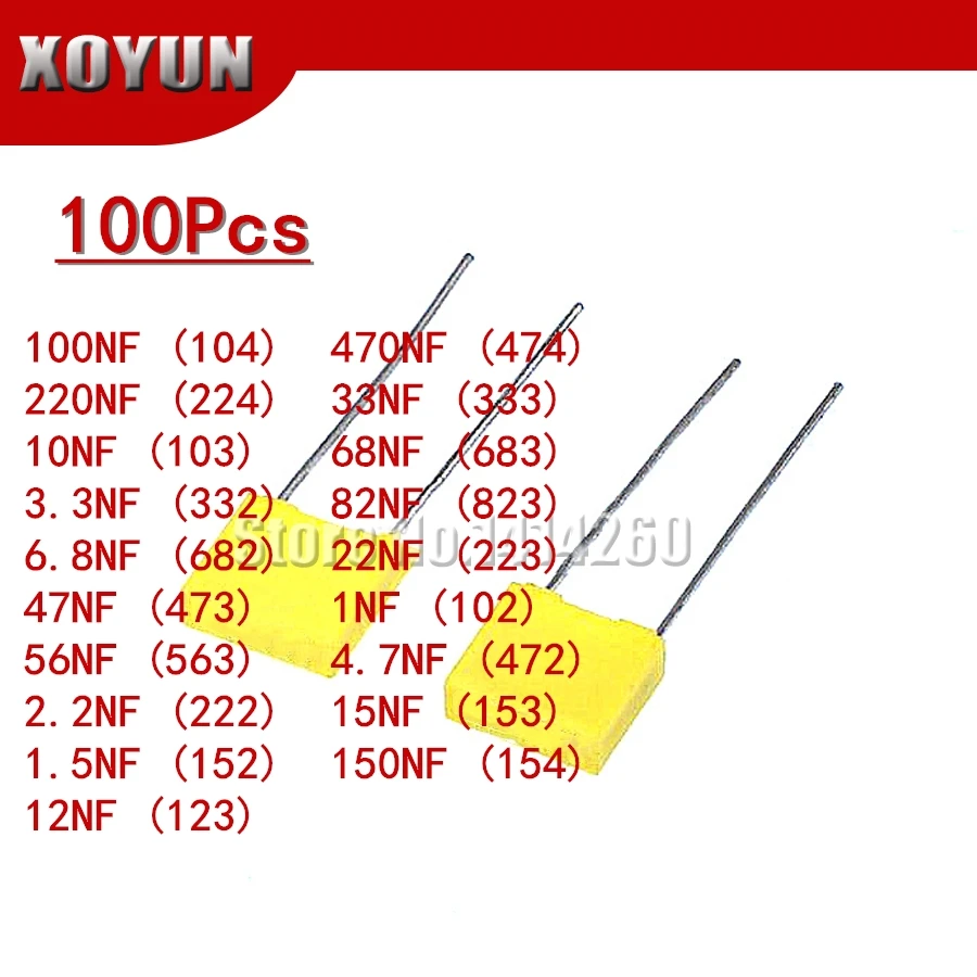 100 шт. полипропиленовая защитная пленка пластиковая пленка 100 в 1nF ~ 470nF 100nf 220nf 10nf 47nf 22nf 1nf 0,47 мкФ 0,1 мкФ коррекционный конденсатор|Конденсаторы| | АлиЭкспресс