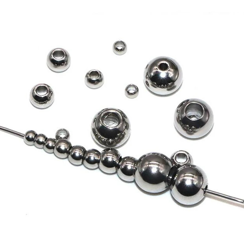 

1Packs Stainless Steel Spacer Beads ball 2 3 4 5 6 8 10 12MM Metal Round Loose Beads for Jewelry Bracelet Making DIY Findings