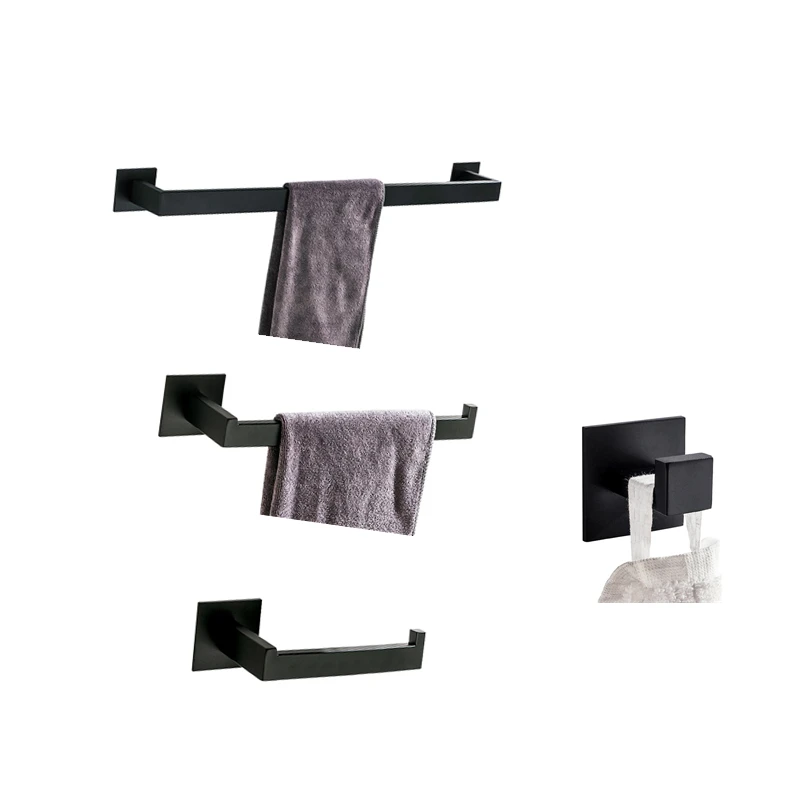 AUSWIND черный держатель для бумажных полотенец из нержавеющей стали, клейкая вешалка для полотенец, крючок для ванной комнаты, Пробивка, набор аксессуаров для ванной комнаты