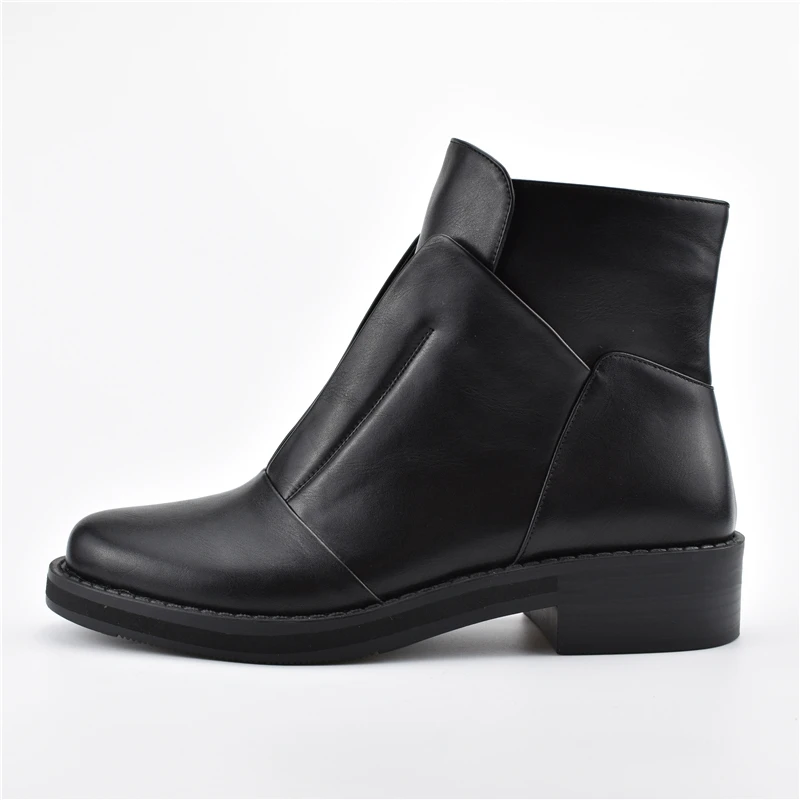 Новые модные черные женские ботильоны с боковой молнией; теплые женские ботинки с плюшевой стелькой; стильная Осенняя женская обувь на среднем каблуке