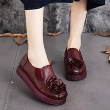 Original national wind handmade leather shoes 2016 new winter shoes deep mouth leather flat low heels shoes