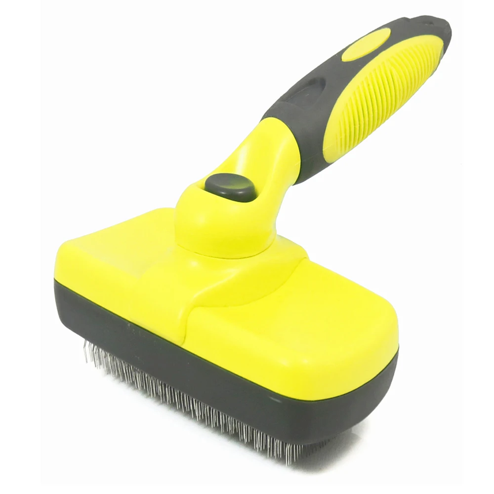

Pet Hair Remover Self Cleaning Slicker Brush For Dogs Cats-Easy to Clean Ergonomic Handle, Non-Slip Design