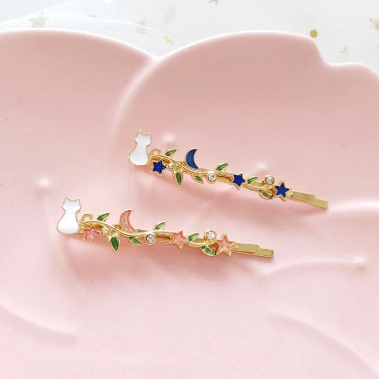 

New Pink Sweet Pearl Hair Clips Cat Cute Hairpins Handmade Barrettes Headband Fashion Women Hair Accessories for female girls