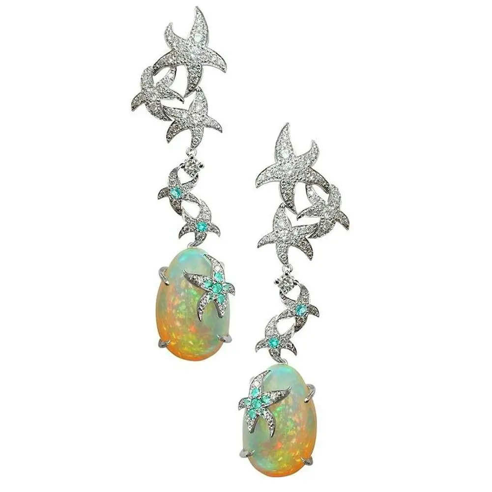 

Women Fashion Starfish Faux Opal Drop Dangle Earrings Wedding Jewelry Gift