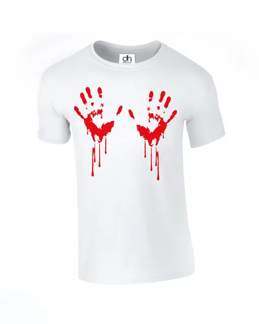 Bloody Hand Tshirt Pumpkin Blood Stain Halloween Scary Horror Bloody