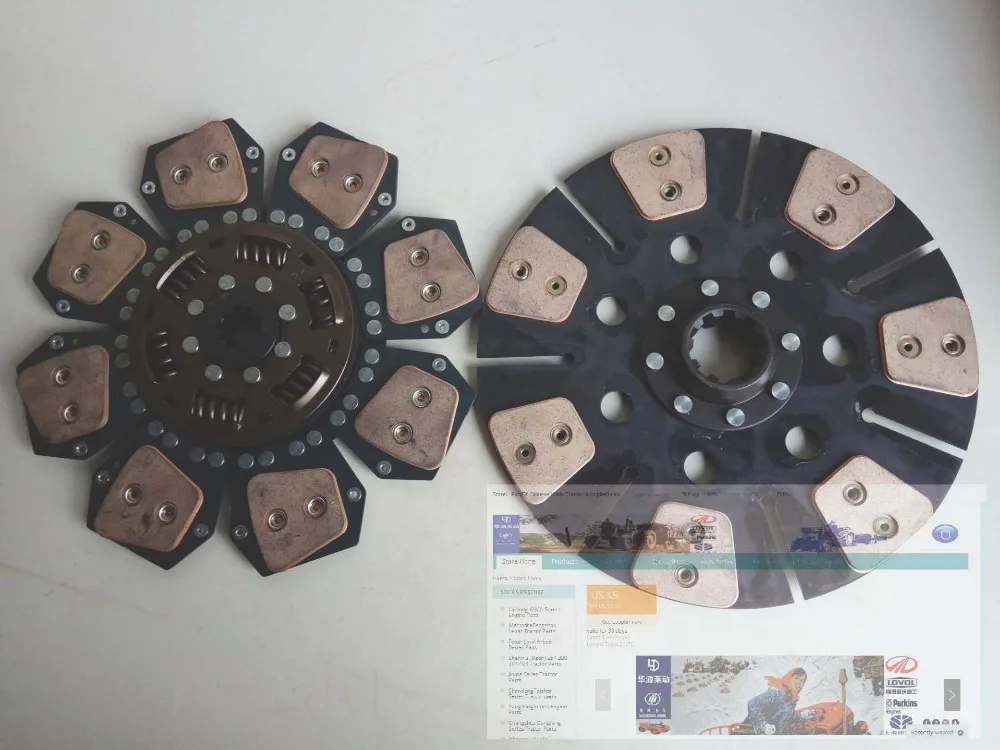 

set of main and auxiliary clutch discs for Foton Lovol TA704-TA904 tractor, part number: TA750.21.300 +TA750.21.200