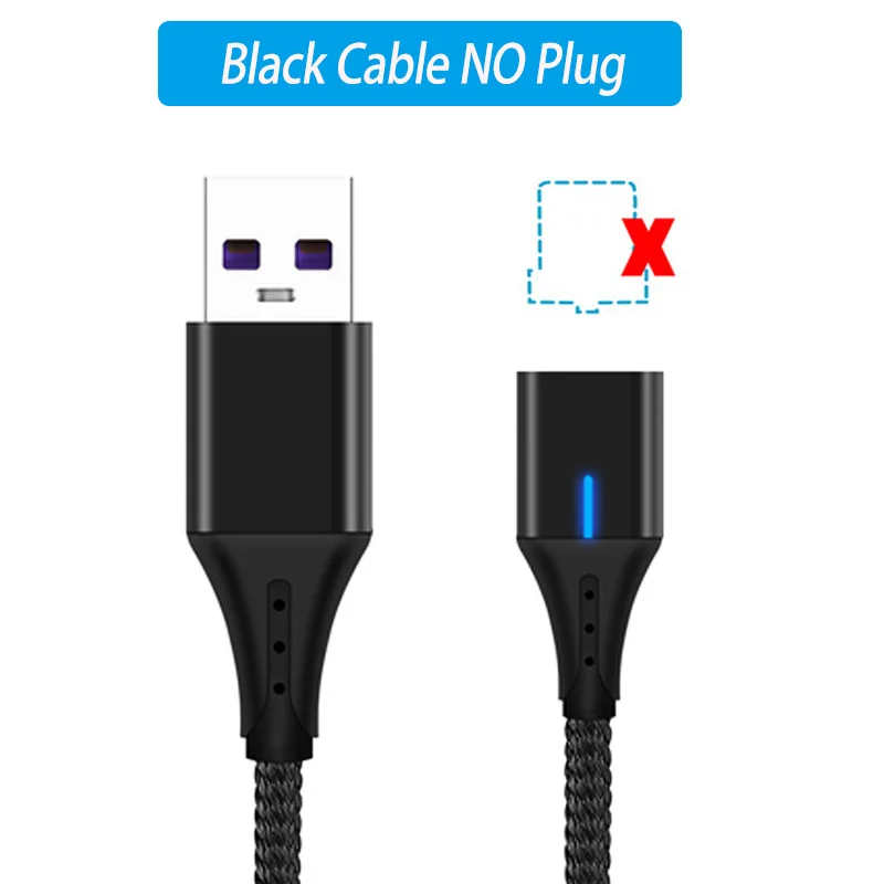 Светодиодный светильник Micro Usb C типа магнитный кабель быстрой зарядки для samsung S9 S10 S10e Note 9 Nokia 7 Plus зарядное устройство для телефона кабель 2 метра - Цвет: Only Black Cable