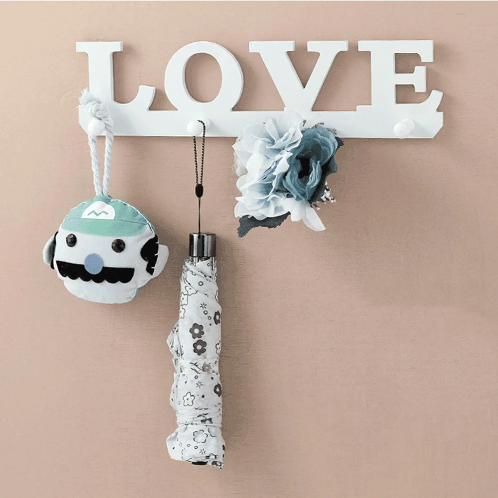 Love 4 Hooks Clothes Robe Keys Bags Holder Hat Hanger Hook Home Wall Decoration Wall Hook Coat