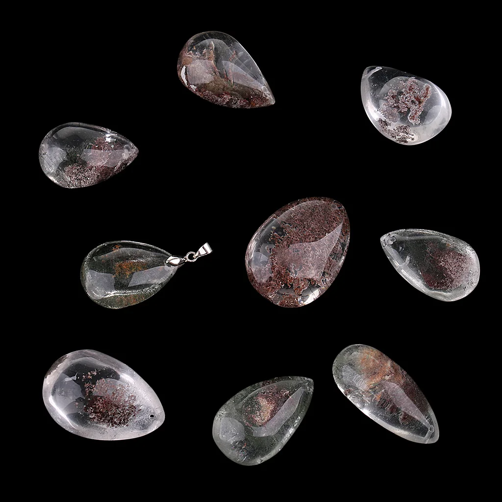 Necklace Pendant Beads Women Fashion Jewelry Natural Green Phantom Ghost Stone Crystal Quartz Pendant DIY Necklace Making