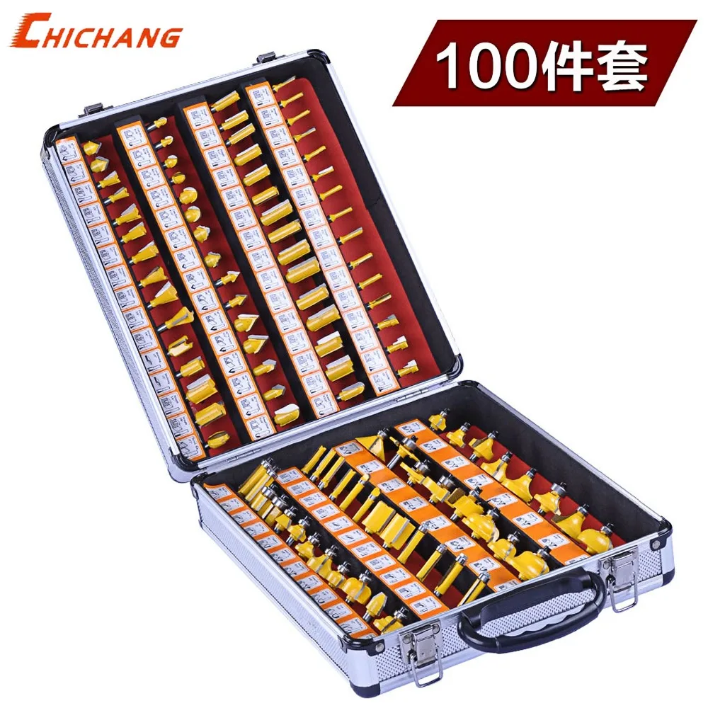 

100 Piece Router Bit Set Tungsten Carbide Tips Woodworking Kit, Dovetails, Slot Cutters & Straight Router