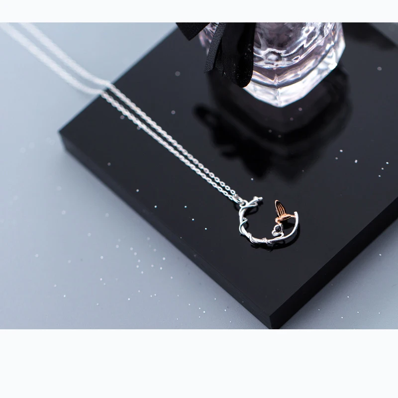 MloveAcc Настоящее 925 пробы Серебряное ожерелье с подвеской птица цветок модное массивное ожерелье s для женщин минималистичное ювелирное изделие