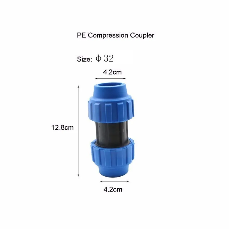 1 шт. HDPE компрессионная муфта пластиковая ПП нить орошения трубы Быстрый разъем микро Спринклерные фитинги снижение муфты PN16 - Цвет: 32mm