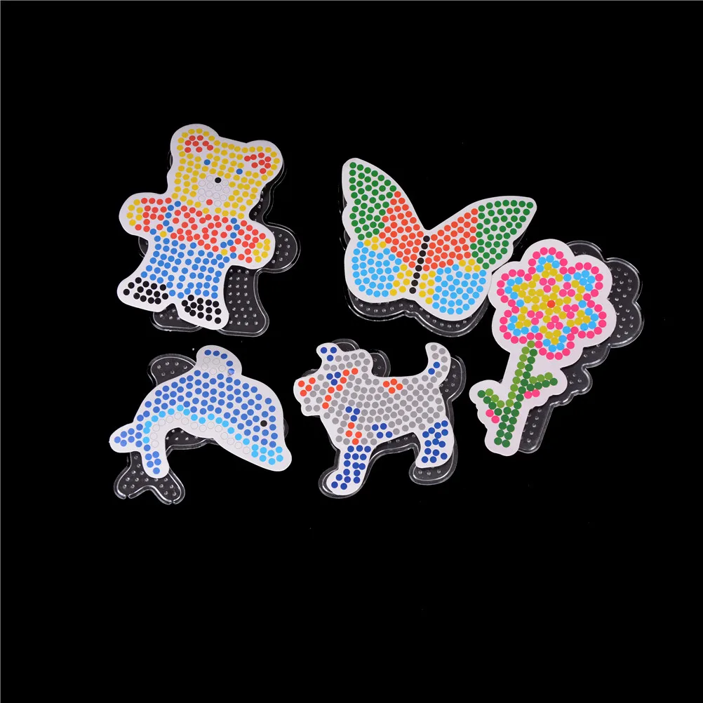 5pcs For 5mm Hama Perler Beads Puzzle Pegboards Patterns with colored