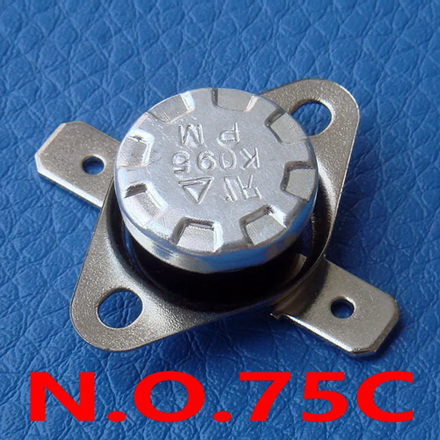 

( 2 pcs/lot) 75C KSD301 Normally Open Thermostat, Temperature Switch, NO 75 Celsius, Bimetal Disc.