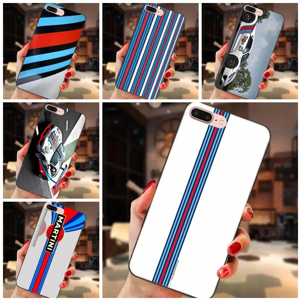

Soft Silicone TPU Black Covers Case For Apple iPhone 4 4S 5 5S SE 6 6S 7 8 Plus X XS Max XR Martini Racing Colores Mueve