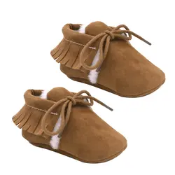 3 цвета для маленьких мальчиков обувь для девочек Обувь для малышей Украшенные кисточками Кружево-Up младенческой мягкая подошва Теплая