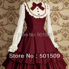 Хлопковое платье Лолита с длинными рукавами, средневековое платье Ренессанса бальное платье Белль, косплей/костюм Лолиты/Алисы