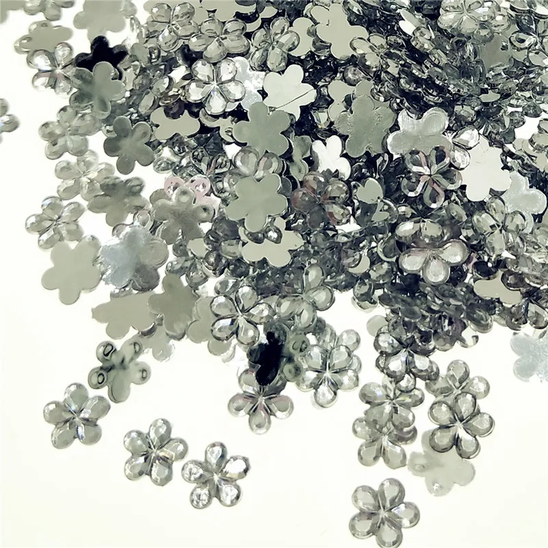 

500pc/lot silver mini Nail Wheel Glitter styles flower shape Crystal Stone flower Manicure Jewelry Sequins DIY Apparel sewing