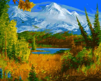 

Unframe diy picture oil painting by numbers paint by number for home decor canvas painting 5065cm snow mountain